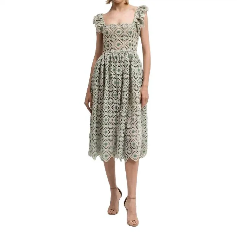 Great Deals On Ethnic Cultural Wear Zeta Dress In Agua Macrame